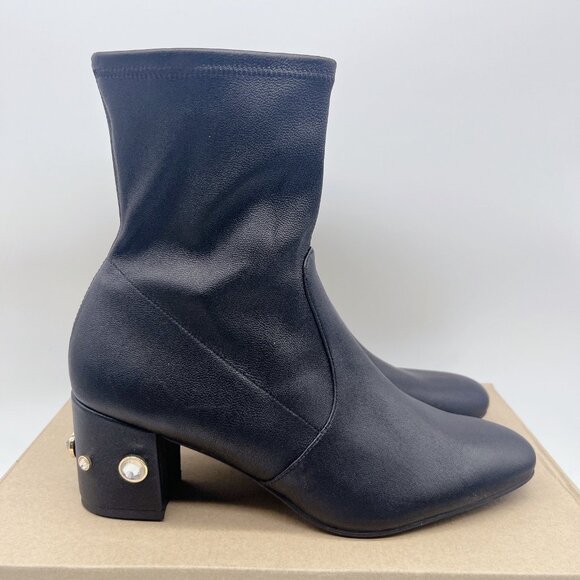Stuart Weitzman Allshine 60 Ankle Boots Heels Black Leather Embellished US 9.5 - Picture 6 of 12